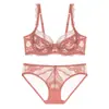 Lencería Sexy de Encaje Transfronteriza para Mujeres, Sujetador Delgado de Verano para Bustos Grandes, Efecto Reductor, Set de Sujetador Cómodo de Encaje Transpirable