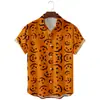 2024 Nueva Camisa Impresa en 3D Transfronteriza de Halloween para Hombre de Manga Corta Cabeza de Calabaza Diablo Halloween Divertido Forro