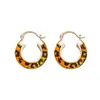 Pendientes Redondos con Estampado de Leopardo y Esmalte de Goteo Europeos y Americanos Chapados en Oro Real de 14K Moda Retro Maillard Elegantes Pendientes de Alta Gama para Mujer