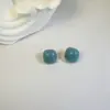 Joyas Lingge Estilo Vacacional Europeo y Americano Pendientes de Aro Pequeños Geométricos de Colores Dulces Pendientes de Resina Brillantes Estilo Fresco Ins