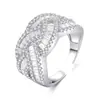 Anillo Trenzado Ancho Brillante para Mujer, Simple y Elegante con Incrustación de Circonita, Anillo de Dedo Índice a la Moda, Mismo Estilo que en Xiaohongshu