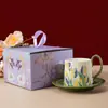 Taza de Café y Platillo de Cerámica Retro, Té de la Tarde, Café Latte, Taza para Latte Art, Caja de Regalo para Niñas, Recuerdo, Taza de Pareja