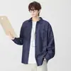 Camisa de Trabalho Masculina G-Stone com Lapela, Manga Longa, Bolsos Duplos 3D com Aba, Corte Amplo, Ombros Caídos, Não Amassa, Lavável à Máquina