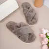 2026 Nuevas Pantuflas de Piel Bordadas con Lazo Pequeño Pantuflas de Algodón para Interiores Suela Suave Cálida Pantuflas Versátiles para el Hogar