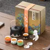 Juego de té de cerámica gruesa para vigas y ollas, juego para el hogar, tetera de cerámica Thousand Li Jiangshan, accesorios para ceremonia del té, Festival de Medio Otoño, venta al por mayor, regalos pequeños