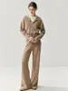 Cárdigan Waffle con Capucha de Cachemira para Otoño e Invierno Sudadera con Doble Cremallera para Mujer Cárdigan de Punto Holgado Conjunto de Abrigo Corto