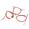 Estilo étnico chinês feito à mão em imitação de jade fivela da paz para casal nó de abacaxi fio vermelho Festival do Barco-Dragão pulseira de fio colorido
