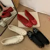 2026 Nuevo Estilo Francés Elegante Simple Punta Redonda Boca Baja Remache Suela Suave Todas las Estaciones Planos Zapatos de Trabajo