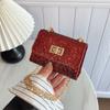 Bolso Cuadrado Pequeño Brillante Incrustado de Diamantes de Moda Transfronterizo Mini Lápiz Labial Brillante Bolso de Cosméticos Candado de Cadena Bolso de Hombro Cruzado