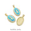 Moda Europea y Americana Transfronteriza Religiosa Cobre Chapado en Oro de 18K Colgante de Ópalo Joyería para Mujer Collar Tianzhu Virgen María