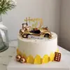 Celebridad de Internet Adorno de Modelo de Coche Porsche Dorado Coche Deportivo Convertible Negro Ídolo Masculino Decoración de Pastel de Cumpleaños Figura