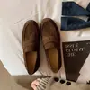 Versión de Piel de Vaca ~ Zapatos Pequeños de Cuero Genuino Hechos a Mano Estilo Británico para Mujer, Planos de Tacón Grueso, Planos Retro, Mocasines de Una Sola Pieza