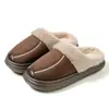 Pantuflas de algodón gamuzado retro para hombre, con un gran ribete de pelo, forro polar para abrigar, suelas gruesas y diseño antideslizante, perfectas para uso en interiores en otoño e invierno.