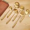 Espátula de Aço Inoxidável Transfronteiriça Utensílios de Cozinha Espátula de Cozinha Colher de Sopa Escumadeira Peneira Grande Conjunto de Presente Dourado