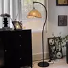 Luminária de chão marrom estilo vintage, em forma de S, luxo leve, ambiente de alta qualidade, luminária de pesca para sala de estar, ao lado do sofá, luminária de cabeceira para quarto
