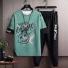 Novo terno de seda com degradê de secagem rápida, camiseta masculina de manga curta, shorts casuais de verão, esportivos, duas peças, atacado de fábrica