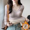 Tops Calientes para Mujer en Otoño e Invierno, Terciopelo Grueso con Encaje y Almohadillas en el Pecho, Ropa de Otoño de Manga Larga, Camisetas Básicas Ajustadas