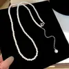 Collar de Perlas Blancas Leche con Cuentas de Lujo Cortesano Cadena para Clavícula de Moda Elegante Francesa Collar de Lujo Ligero Sensación de Alta Gama