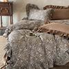 Vintage Floral Francês Coreano Estilo Fresco 40 Algodão Dupla Camada Fio Macio Quatro Peças Camada