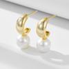 Brincos de Pérola em Formato de C em Prata Esterlina Estilo Ins Europeu e Americano para Mulheres Design de Nicho Luxo Acessível Retrô High-End Brincos de Outono e Inverno