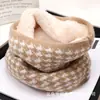 Cachecol de Gola Espesso Estiloso com Forro de Lã Pied-de-Poule Casual para Outono e Inverno, Protetor de Pescoço à Prova de Vento e Frio, Gola Falsa de Jaqueta Puffer, Cachecol Quente