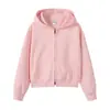 Estilo Nuevo Otoño e Invierno 360g Algodón Puro Huamian Sudadera con Capucha y Cremallera Corta para Mujer Casual Combinación Color Sólido Chaqueta Top