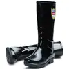 Botas de Chuva Femininas Shanghai Huili 863 Sapatos de Água de Plástico Preto com Sola de Borracha PV Impermeável Sapatos de Trabalho Salto Baixo