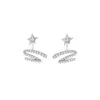 Pendientes de Cinta de Zirconia Aguja de Plata Estrellada Pendientes Franceses de Lujo Ligero de Nicho Bidireccionales Pendientes Exquisitos de Temperamento Socialité