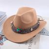 Sombrero de Copa de Estilo Étnico Sombrero de Vaquero Occidental Xizang Xizang Sombrero de Actuación Sombrero de Lana Sombrero de Lana Retro Centroeuropeo y Americano