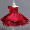 Vestido de princesa de aniversário europeu e americano para crianças desfile saia desgrenhada meninas lantejoulas vestido de performance de piano vestido de noite atacado
