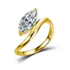 Anillo de plata S925 de 2 quilates, color D, moissanita tipo marquesa, con banda delgada y shank retorcido, pasa la prueba de diamante, suministro transfronterizo, dropshipping de una pieza