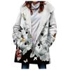 Venda quente transfronteiriça 2023 novo trench coat feminino inverno engrossado estilo europeu e americano folha padrão casaco com capuz atacado