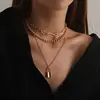 Colgante geométrico con forma de candado de AliExpress para mujer, creativo, moderno, punk, exagerado, multicapa, nuevo, accesorios para ropa