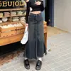 Falda Vaquera Vintage para Mujer Primavera y Otoño 2025 Nueva Cintura Alta Adelgazante que Cubre la Cadera Forma A Cadera Cola de Pez Falda Larga