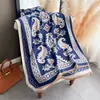 Bufanda Gruesa de Jacquard Paisley de Doble Cara de Faux Cachemira para Viaje, Chal Versátil de Estilo Étnico Vintage para Primavera y Otoño
