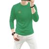 Camisa masculina de gola redonda de manga comprida máquina de outono Nova abelha de strass quente que assenta a camisa confortável respirável e fina camisa masculina moda