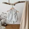 Conjunto de Dos Piezas de Verano Estilo Ins Sencillo a Cuadros sin Mangas + Shorts para Bebés Niñas