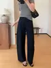 Colección Otoño 2026: Pantalones de pierna ancha, tipo dry-fit, resistentes a las arrugas, de sarga de alta densidad, con caída fluida, estilo casual, 9749, para mujer