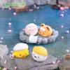 Paisaje en miniatura, creativo y lindo, con una escena de aguas termales con figuritas de gato, perro, cerdo y pato - Decoraciones y accesorios para casa de muñecas DIY