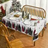 Navidad Hogar Sala de Estar Mesa de Comedor Atmósfera Decoración Mantel Impreso Muñeco de Nieve Árbol de Navidad Mantel Largo Venta al por Mayor