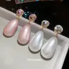 Pendientes Redondos de Perla en Forma de Lágrima con Tachuelas de Diamante Plateadas, Pendientes Elegantes Versátiles Retro Franceses, Joyería para Orejas de Lujo Ligero de Nicho