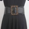 Cinturón de mujer 2023, nuevo, con cintura ancha y sello, con decoración para traje, abrigo y falda, chaqueta de plumas a juego, cinturón elástico negro.