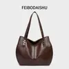 Bolsa Tote Feminina Grande Capacidade Simples Retrô Bolsa de Ombro Único Versátil para o Dia a Dia Bolsa de Mão em Couro Genuíno