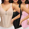 Peça Moldadora Cruzada de Tecido de Malha com Controle de Barriga e Modelagem da Cintura com Fecho de Colchete de Três Fileiras, Colete Modelador com Sutiã e Cinta Modeladora para Modelagem Médica