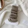 Cobre-meias Empilhados Outono e Inverno para Mulheres, Aquecedores de Pernas Lã Quente, Meias de Algodão Tricotadas, Meias Grossas de Ponto Listradas e de Cor Sólida, Meias Universitárias