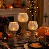 Linterna de Calabaza de Halloween Portavelas Adorno Rojo Estilo Retro Decoración del Hogar Lámpara de Vela Juego de Tres Piezas