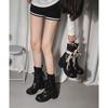 Botines de Plataforma con Cordones hasta el Tobillo para Aumentar la Altura 2025 Verano Nuevo Botas Slouch de Chica Caliente Tacón Grueso Adelgazantes Punta Redonda Botas Martin