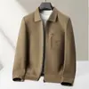 Jaqueta Masculina 2026 Outono/Inverno Gola Lapela Zíper Tricô Patchwork Top Jovem Luxo Leve Estilo Old Money Roupa de Exterior para Negócios