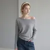 Suéter de punto informal de un hombro y manga larga para mujer, top otoñal francés de alta gama con dobladillo irregular adelgazante