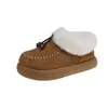 Zapatos de Moda con Suela Gruesa Tierra de Nieve 2026 Versátiles Con Forro de Terciopelo Piel de Luna Zapatos de Algodón para Mujer Nuevo Estilo de Invierno para Mujer Talón Cerrado Cálido